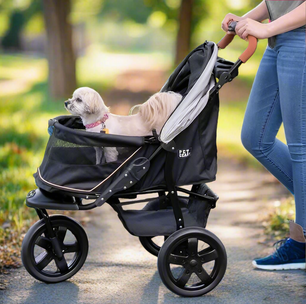 Pet Gear No-Zip Pet Stroller for Cats/Dogs Zipperless Entry | Easy One-Hand Fold | Jogging Tires | Removable Liner | Cup Holder + Storage Basket