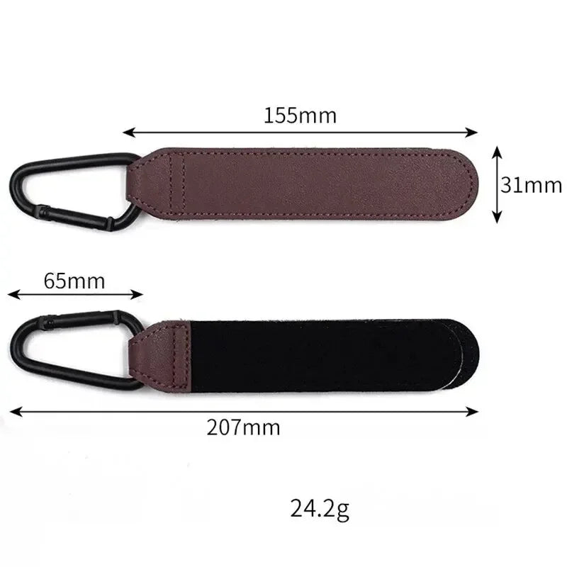 Stroller Hook Straps – Durable PU Leather with Velcro, Holds Up to 10lbs | Multi-Purpose Hook for Strollers, Bicycles, Shopping Carts, and More | Available in Black, Brown, Light Blue, Pink