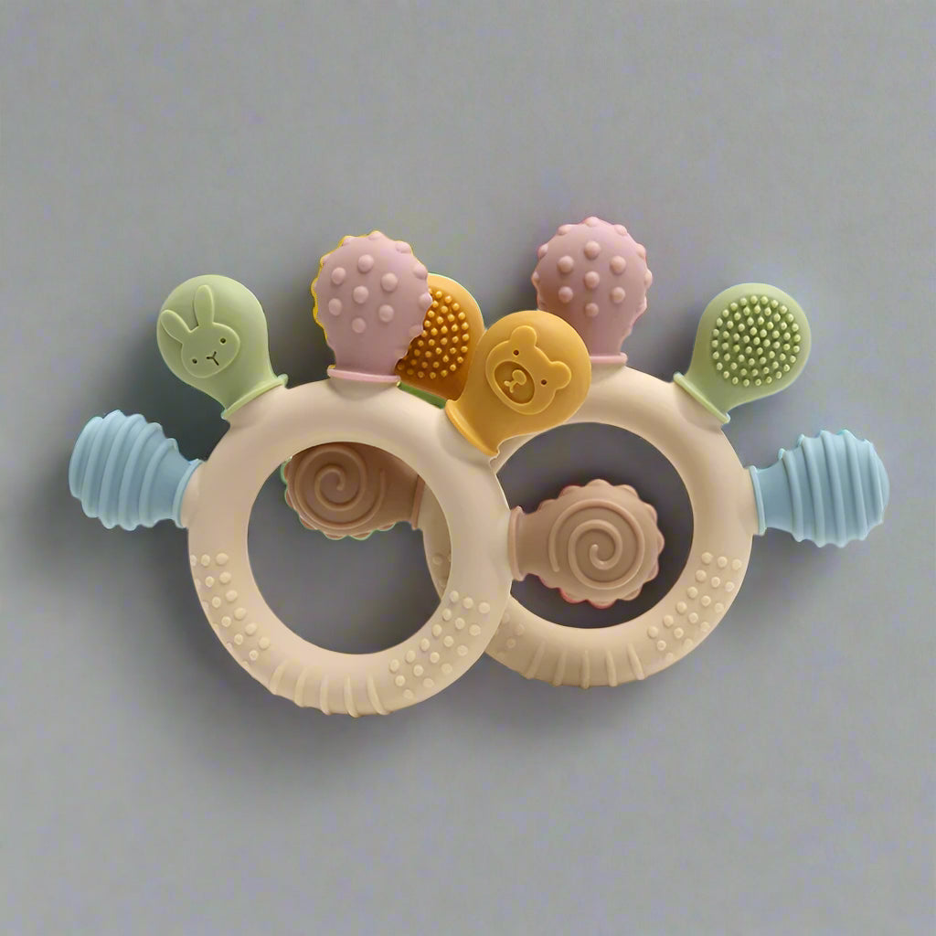Silicone Baby Teether Ring – BPA Free Chew Toy for Infants 0–12 Months | Multicolor Sensory Teething Relief Toy | Soft, Safe Gum Soother for Babies