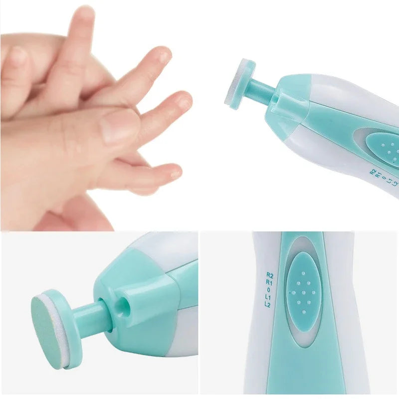 Electric Baby Nail Trimmer Kit β Safe & Silent Nail File for Newborns and Toddlers | Infant Nail Clipper with 6 Grinding Heads | Baby Manicure Set for 0β12 Months