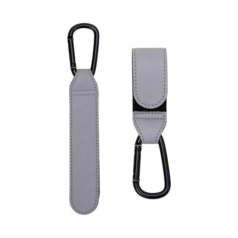 Stroller Hook Straps – Durable PU Leather with Velcro, Holds Up to 10lbs | Multi-Purpose Hook for Strollers, Bicycles, Shopping Carts, and More | Available in Black, Brown, Light Blue, Pink