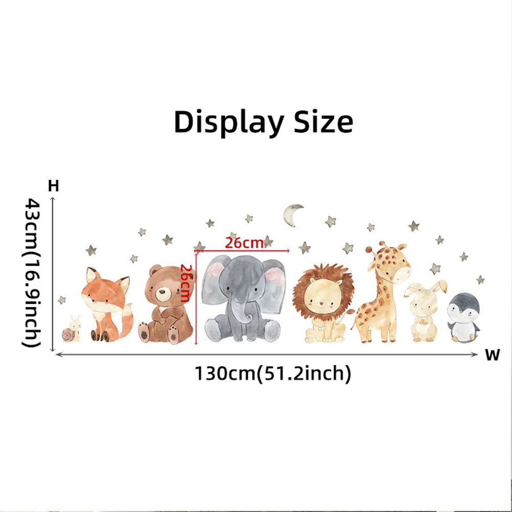 🐘 Watercolor African Animals Wall Stickers – Elephant & Giraffe Nursery Decor