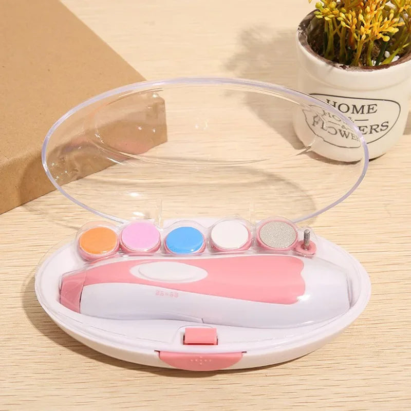 Electric Baby Nail Trimmer Kit β Safe & Silent Nail File for Newborns and Toddlers | Infant Nail Clipper with 6 Grinding Heads | Baby Manicure Set for 0β12 Months