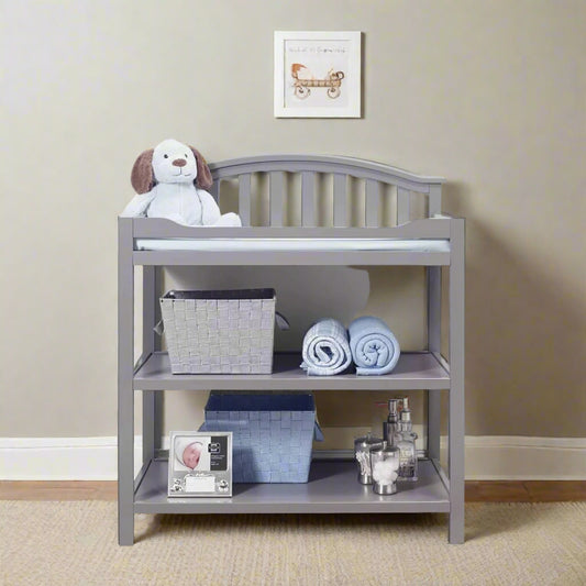 SF Home Baby Toddler Changing Table in Grey Wood Finish with Changing