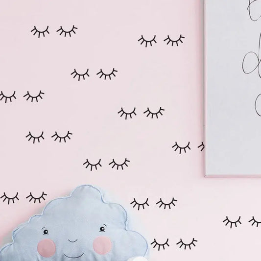 Cute Eyelash Pattern Wall Decal – Removable Vinyl Wall Stickers for Kids Decor
