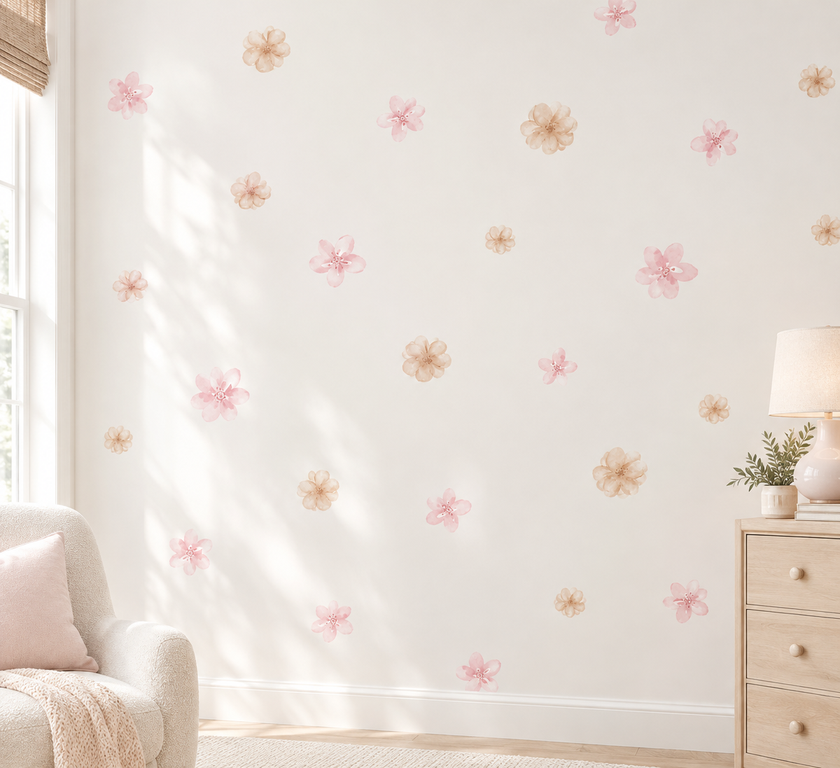 Pink Cherry Blossoms Flower Wall Stickers – Floral Decor