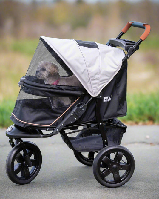 Pet Gear No-Zip Pet Stroller for Cats/Dogs Zipperless Entry | Easy One-Hand Fold | Jogging Tires | Removable Liner | Cup Holder + Storage Basket