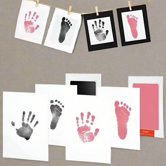 Safe, Non-Toxic Baby Hand and Footprint Ink Kit – No-Mess Newborn Keepsake for 0–12 Months | Clean-Touch Ink Pad & Imprint Paper | Baby Memory Frame for Handprints & Footprints