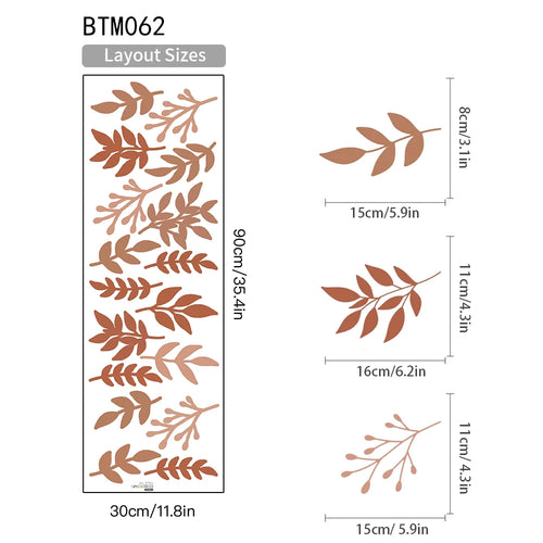 🌿 Boho Green Leaves Wall Stickers – Nursery & Kids’ Room Décor