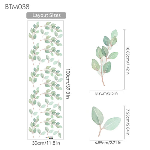 🌿 Boho Green Leaves Wall Stickers – Nursery & Kids’ Room Décor