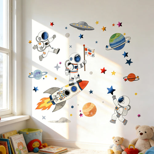 🚀 Cartoon Astronaut & Pilot Wall Stickers