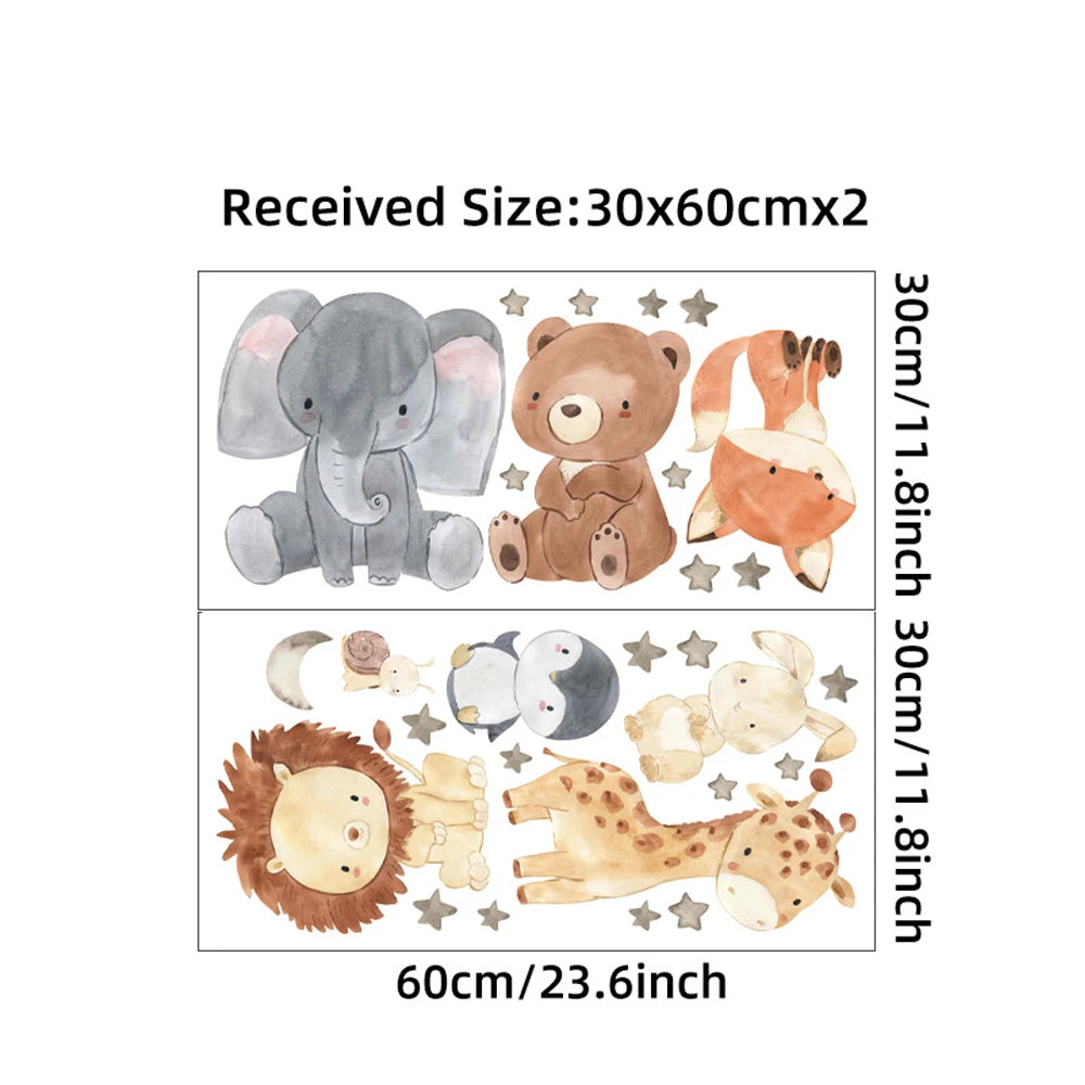 🐘 Watercolor African Animals Wall Stickers – Elephant & Giraffe Nursery Decor