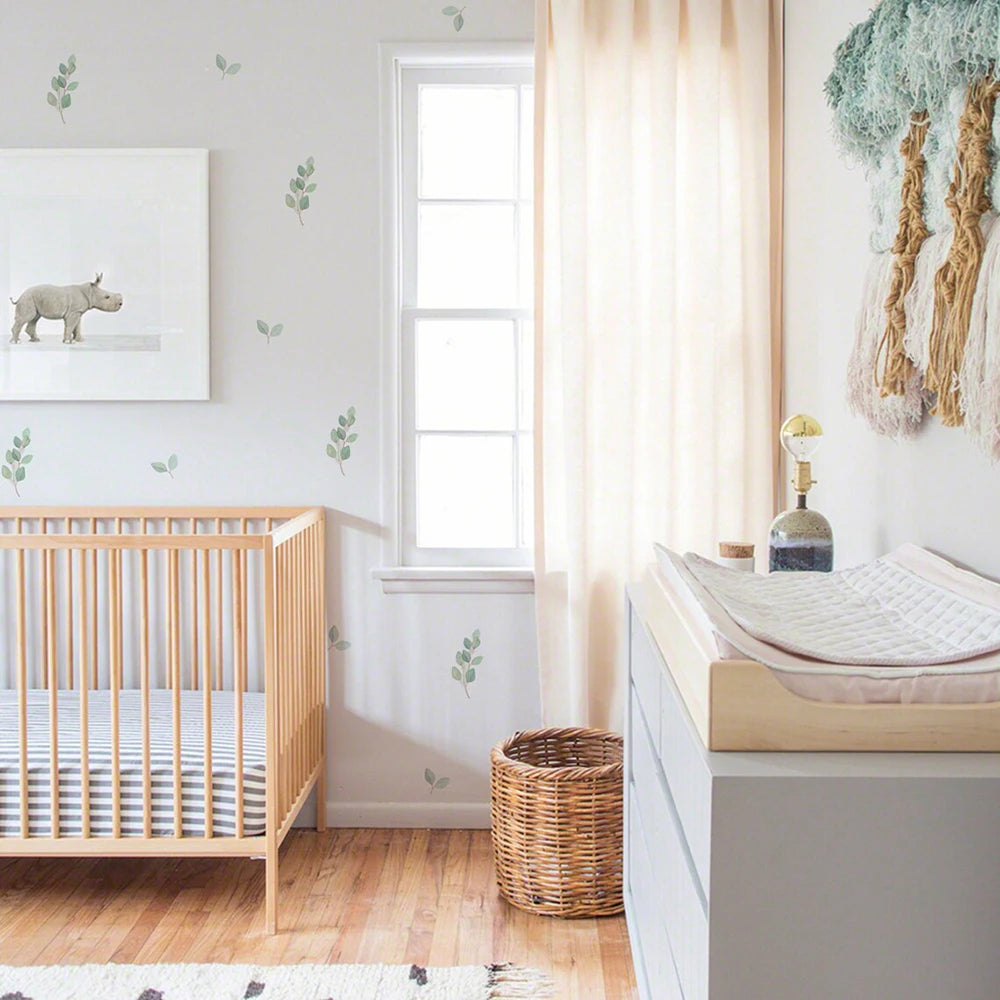 🌿 Boho Green Leaves Wall Stickers – Nursery & Kids’ Room Décor