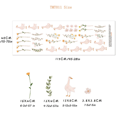 🦢 Cute Geese & Floral Wall Stickers – Sweet Nursery Decor