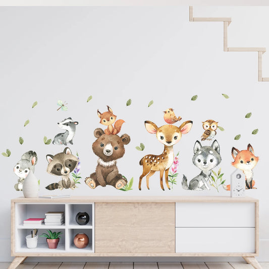 🐰 Woodland Friends Wall Stickers – 2-Piece Set