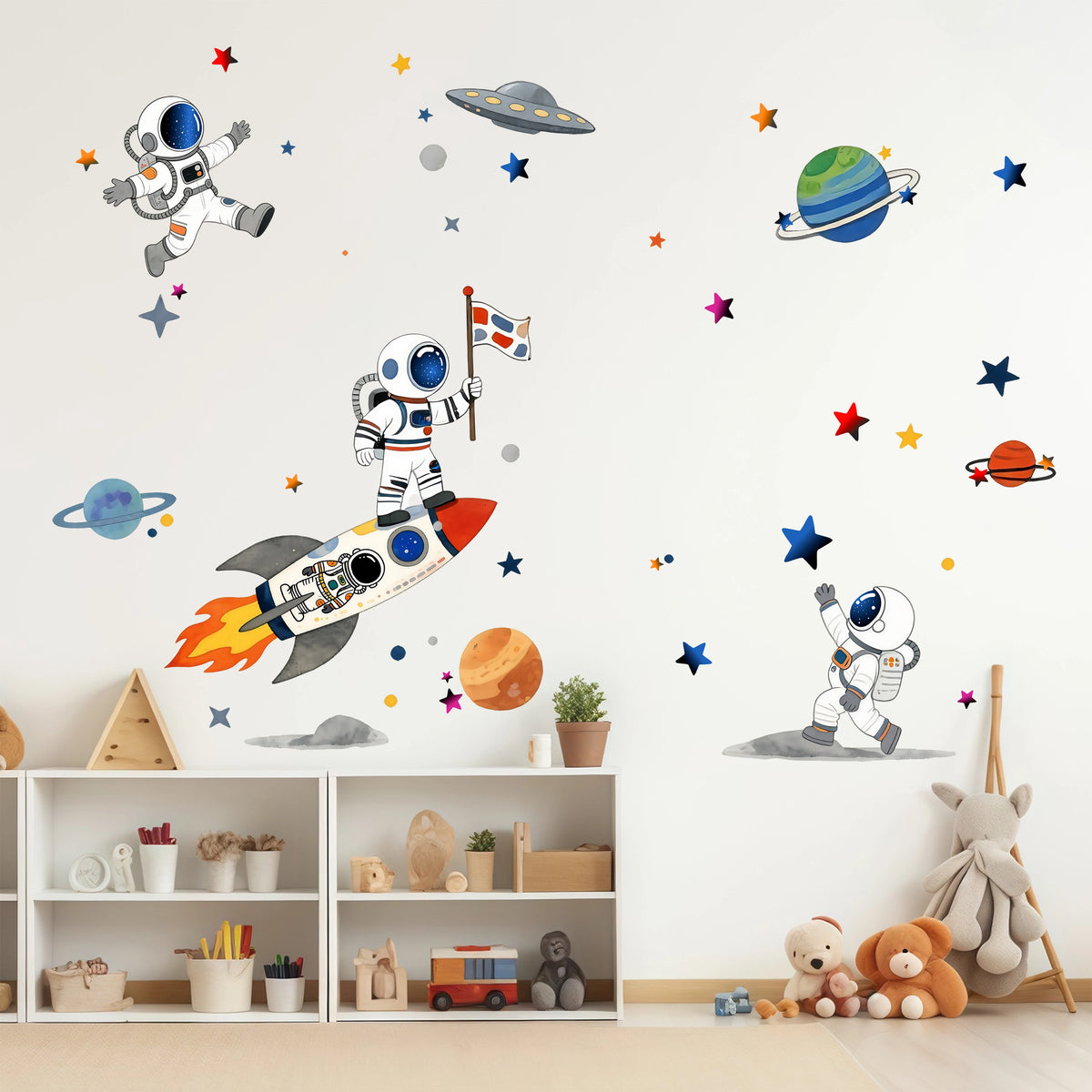 🚀 Cartoon Astronaut & Pilot Wall Stickers