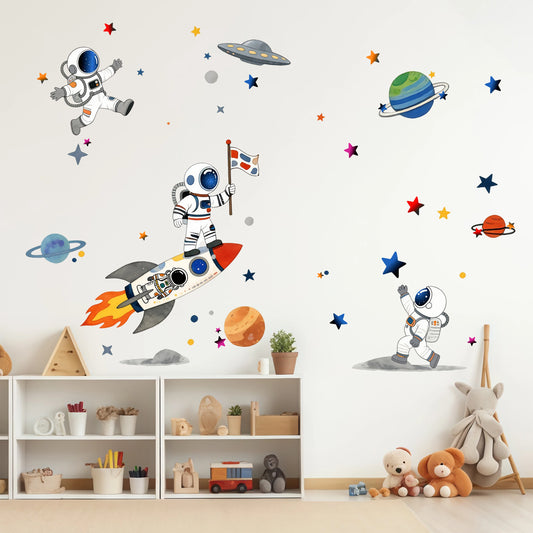 🚀 Cartoon Astronaut & Pilot Wall Stickers